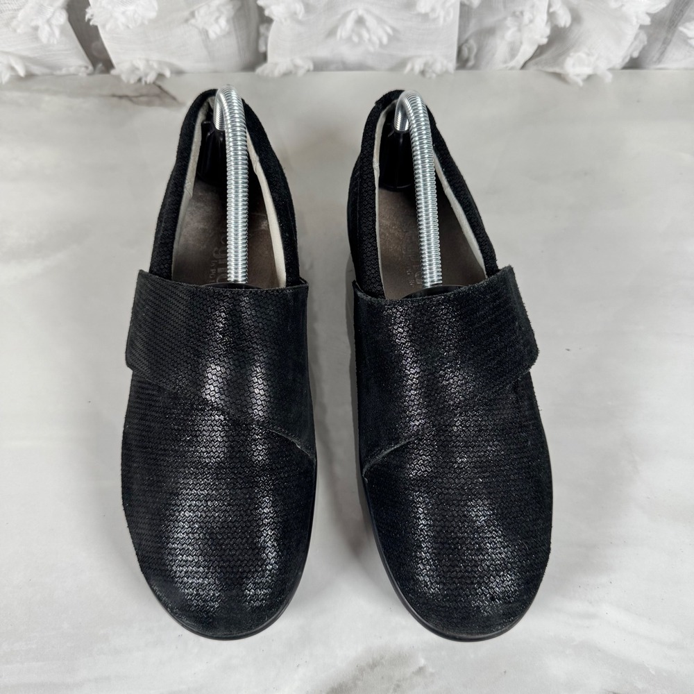 Alegria Black Metallic Herringbone Clogs Comfort Shoes Leather Nurse Work 39
